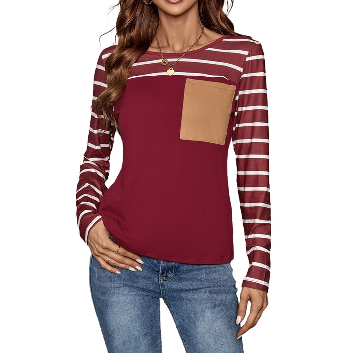 Damen gestreiftes Langarmshirt mit praktischem Brusttaschen Drune
