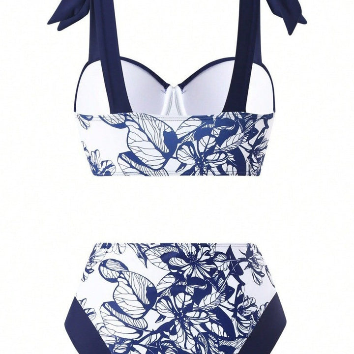 Damen Bikini-Set mit floralem Rock über der Badehose Drune