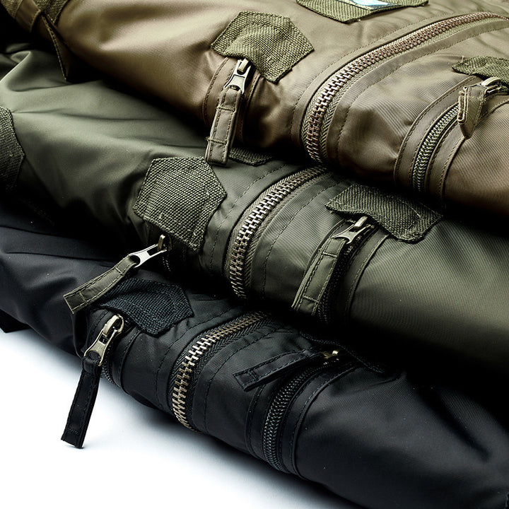 Herren nan windabweisende Pilot-Flightjacke mit modularen Fronttaschen, Ärmelorganizer und elastischem Bund Drune