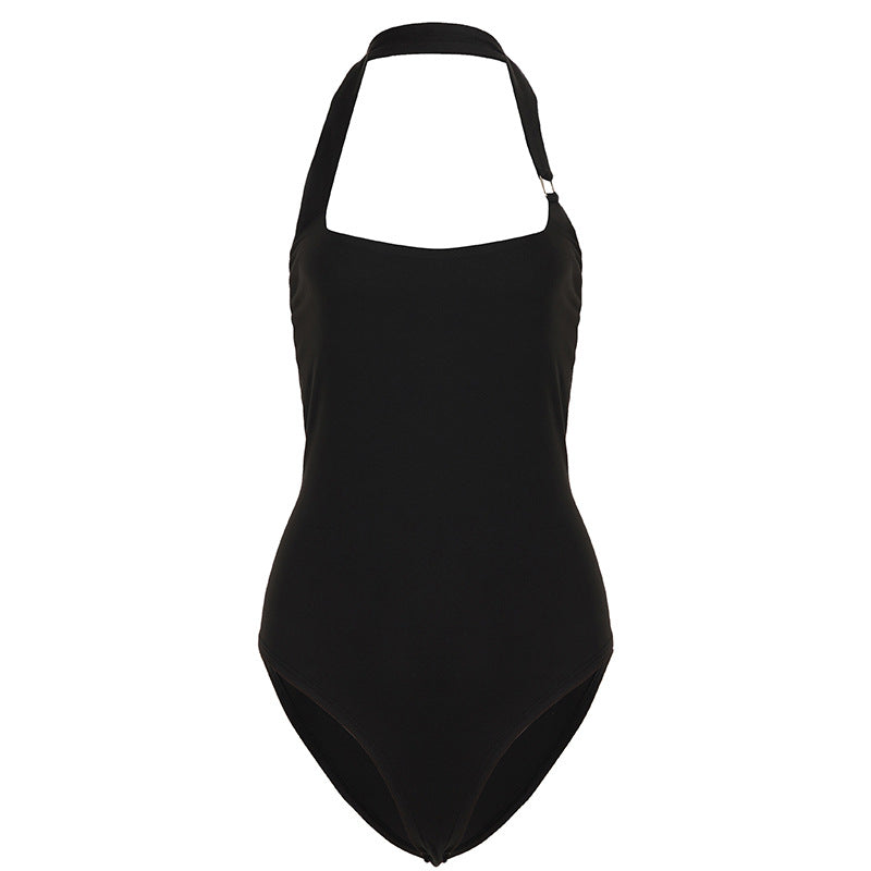 Damen eleganter Badeanzug mit verstellbaren Trägern und tiefem V-Ausschnitt Drune
