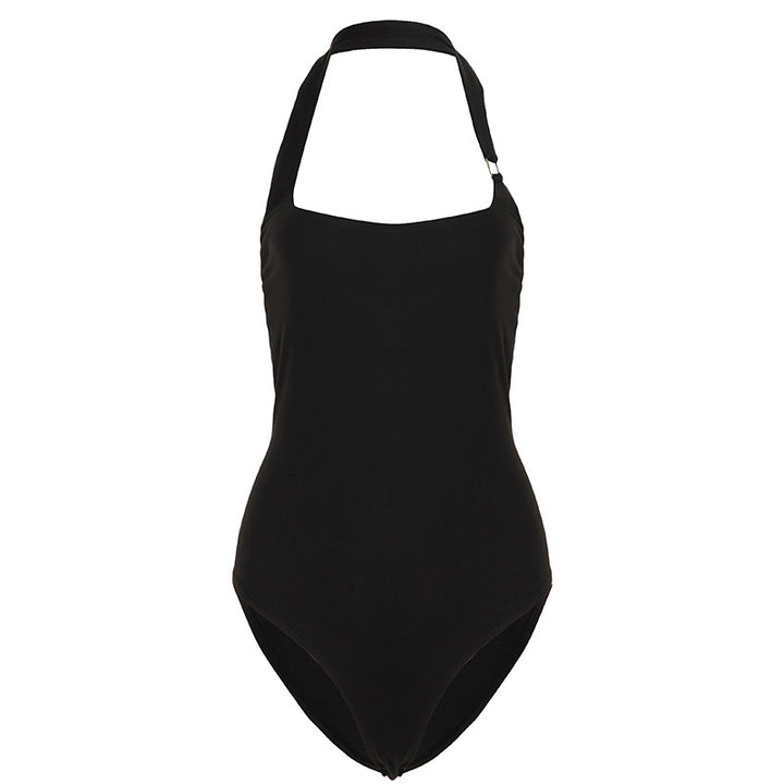 Damen eleganter Badeanzug mit verstellbaren Trägern und tiefem V-Ausschnitt Drune