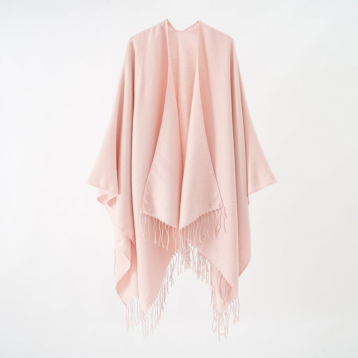Damen Modischer Fransen-Poncho Aus Weichem Material mit Luxuriösem Fall Drune