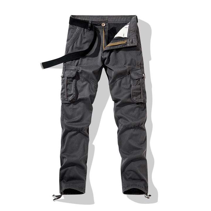 Herren Taktische Cargohose mit Knieabnähern, Mehrfachtaschen und Kordelzug Drune