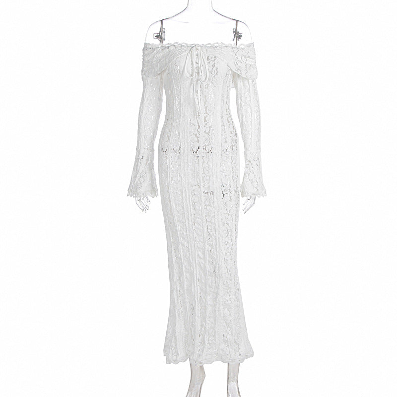 Damen Elegantes Spitzenkleid im figurbetonten Schnitt mit Off-Shoulder Design Drune