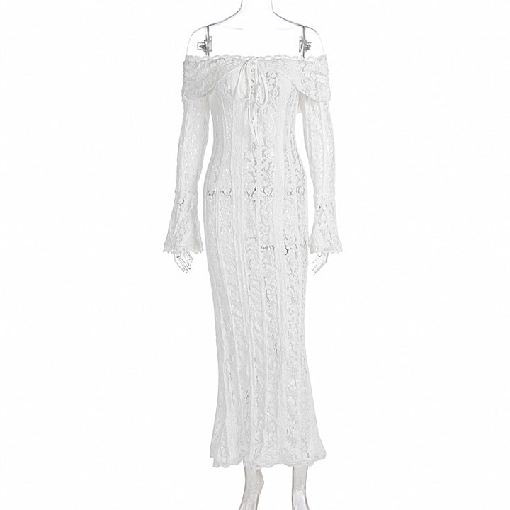 Damen Elegantes Spitzenkleid im figurbetonten Schnitt mit Off-Shoulder Design Drune