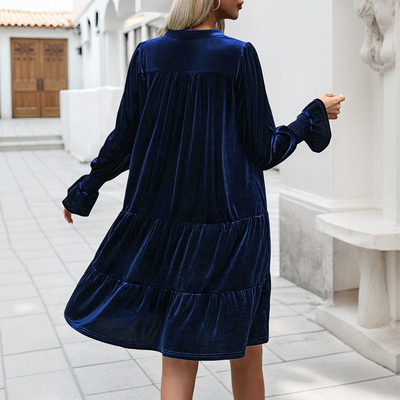 Damen Elegantes Velours-Kleid Drune