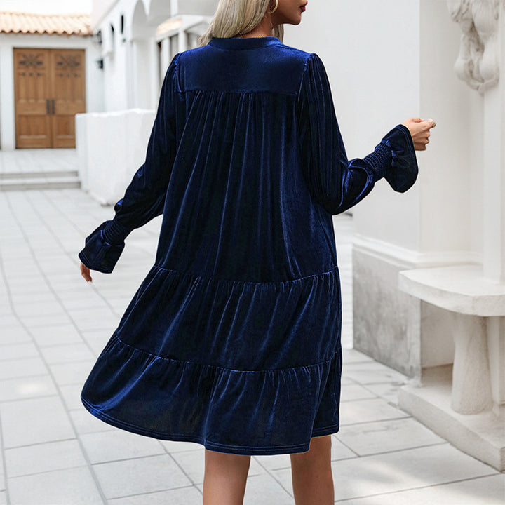 Damen Elegantes Velours-Kleid Drune