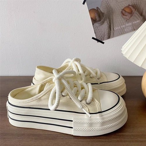 Damen Plateau-Sneaker mit elastischen Schnürsenkeln und robustem Profil Drune
