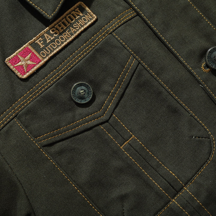 Herren Field-Blouson aus robustem Canvas mit sichtbaren Ziernähten und Brustklappen Drune
