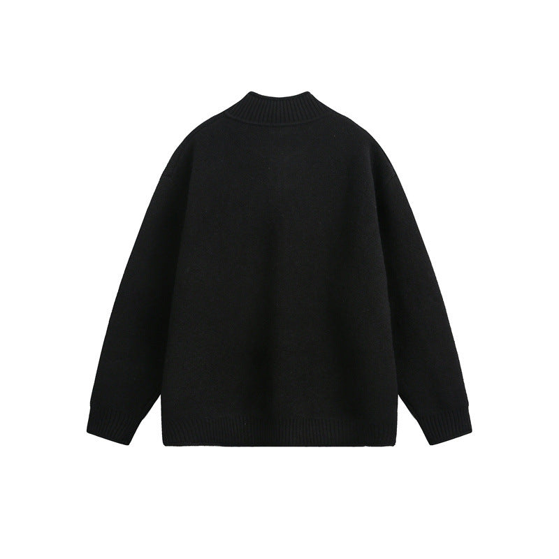 Unisex Strick-Zipjacke mit hohem Rippkragen und Oversize‑Schnitt Drune