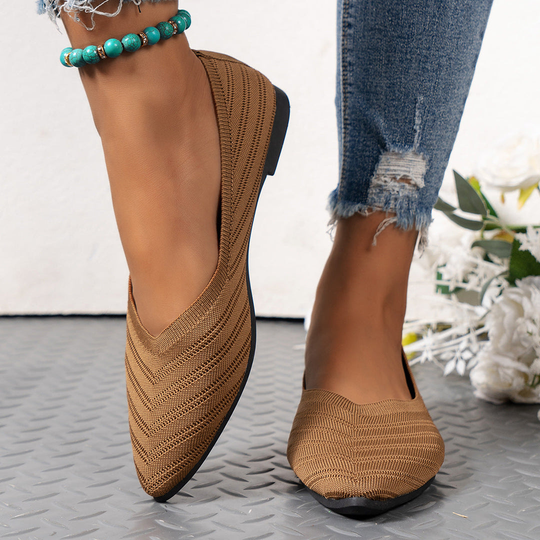 Damen spitze Ballerinas mit strukturiertem Obermaterial Drune