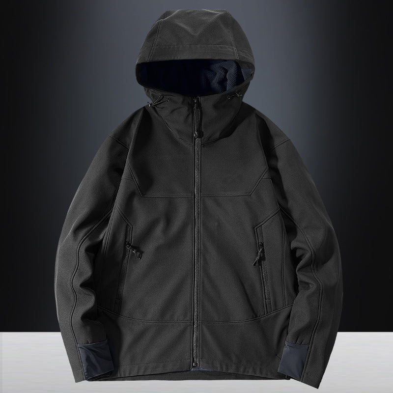 Herren Softshell Outdoorjacke mit winddichter, atmungsaktiver Membran und verstellbarer Kapuze Drune