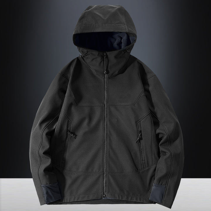 Herren Softshell Outdoorjacke mit winddichter, atmungsaktiver Membran und verstellbarer Kapuze Drune