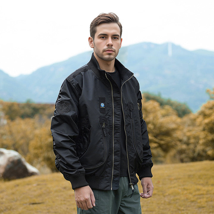 Herren nan robuste Bomberjacke mit winddichtem Nylon, utility-Taschen und elastischen Bündchen Drune