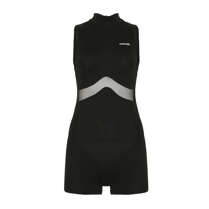 Damen Sportlicher Badesuit mit modernem Mesh-Design Drune