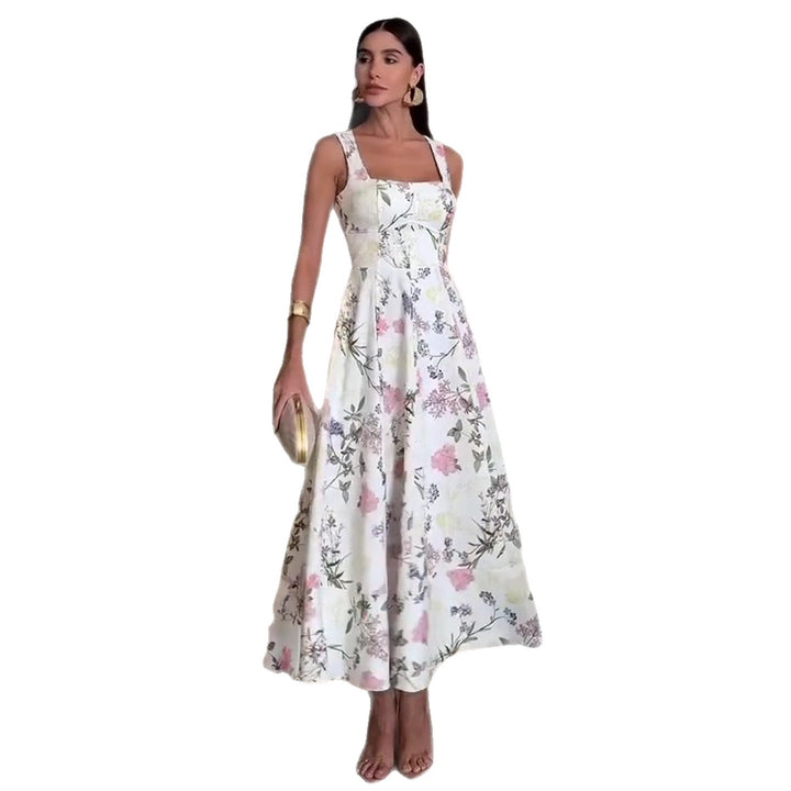 Damen Maxikleid mit quadratischem Ausschnitt und zartem Blumenmuster Drune