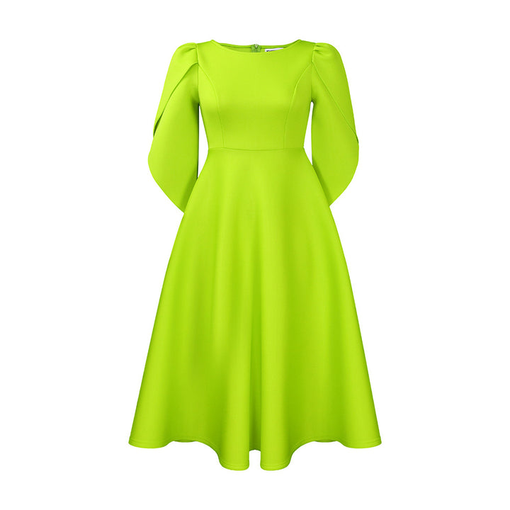 Damen Elegantes Abendkleid mit Handballenärmel und schwingendem Rock Drune