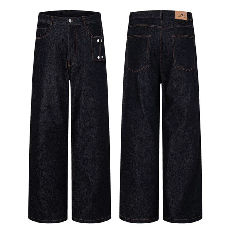 Damen Hochtaillierte Wide‑Leg Jeanshose mit Utility‑Tasche Drune