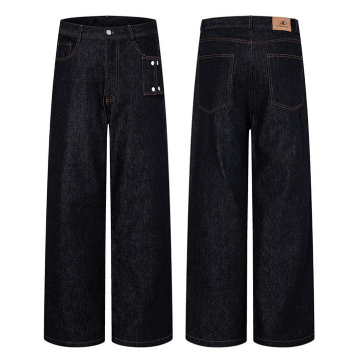 Damen Hochtaillierte Wide‑Leg Jeanshose mit Utility‑Tasche Drune