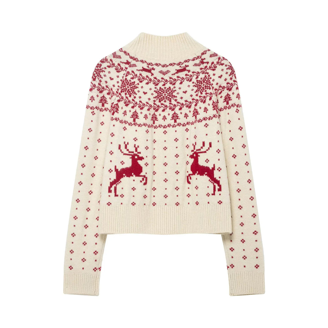 Damen nan weicher Norweger-Feinstrick-Pullover mit hohem Rollkragen und gestepptem Fair‑Isle-Motiv Drune