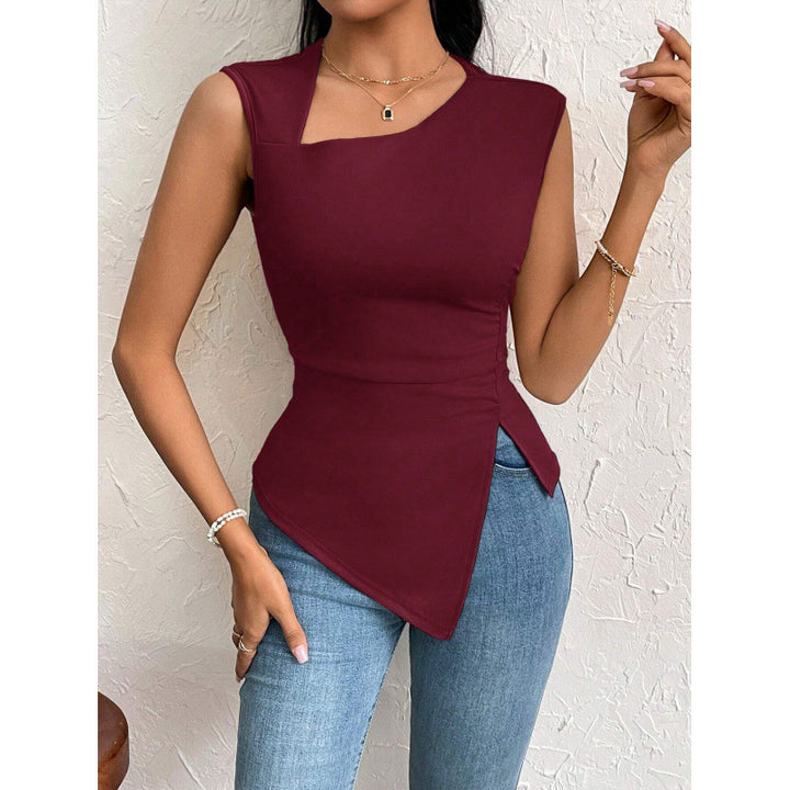 Damen Schnittiges Oberteil mit asymmetrischem Saum und figurbetontem Design Drune
