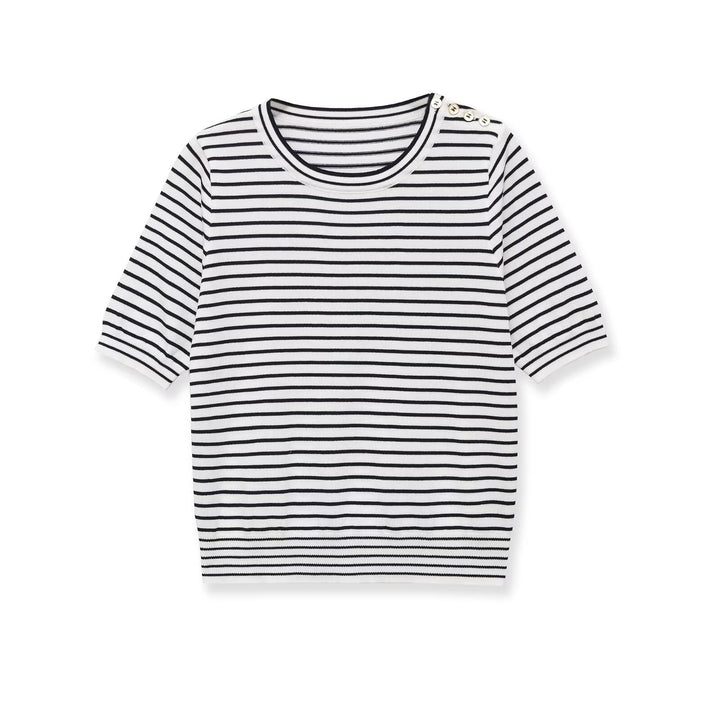 Damen gestreiftes T-Shirt mit kurzen Ärmeln Drune