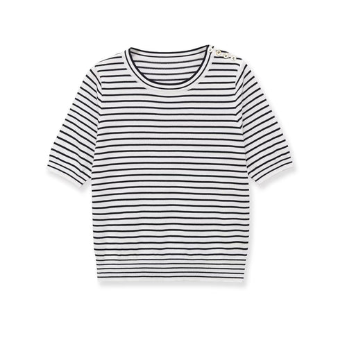 Damen gestreiftes T-Shirt mit kurzen Ärmeln Drune
