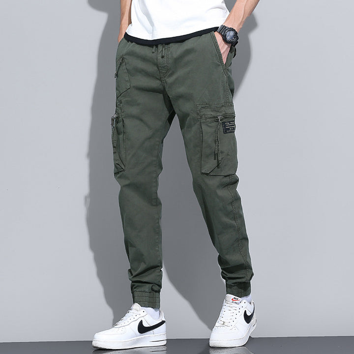 Herren Tapered-Utility-Cargohose mit elastischem Tunnelzugbund, großen Klapp­taschen und gerippten Bündchen Drune