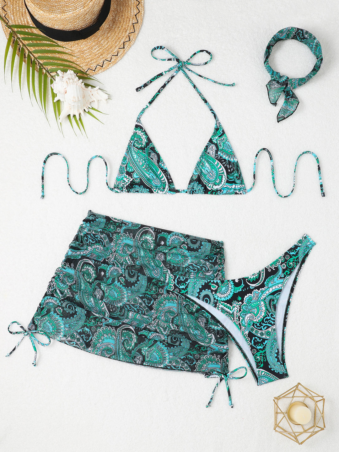 Damen Triangel-Bikini-Set mit Wickelrock Drune