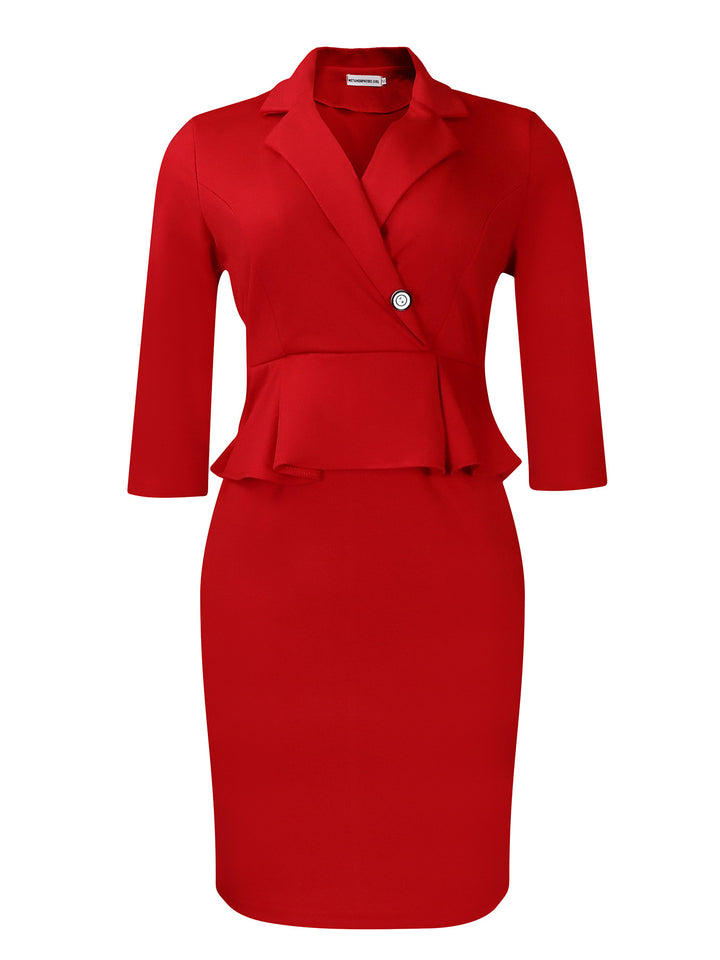 Damen Blazer-Kleid mit peplum Schnitt und elegantem Revers Drune