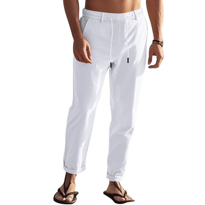 Herren Freizeit-Chino im Leinenlook mit elastischem Bund und schmaler Knöchelpassform Drune