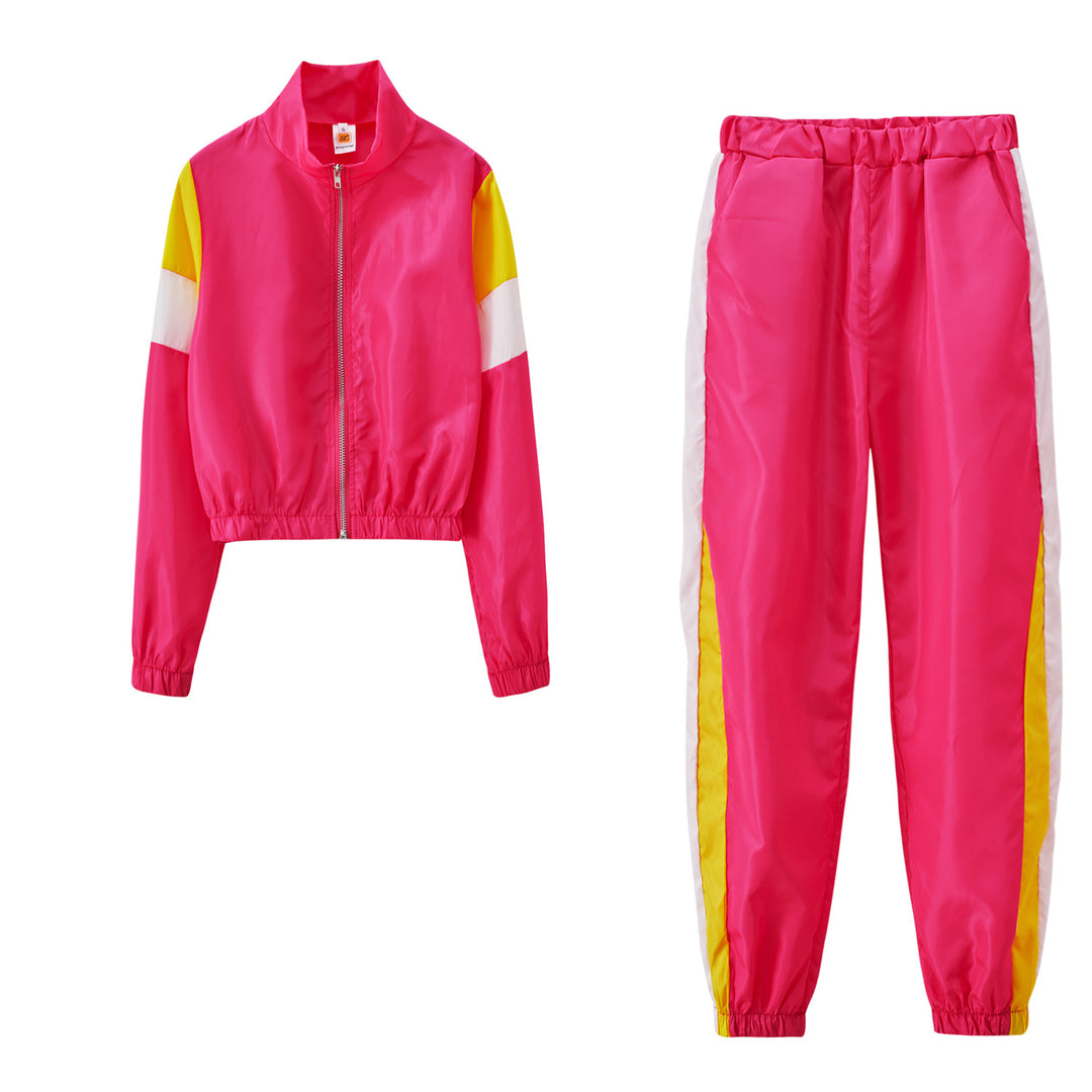 Damen sportliches Trackset mit modischem Stehkragen und elastischen Bündchen Drune