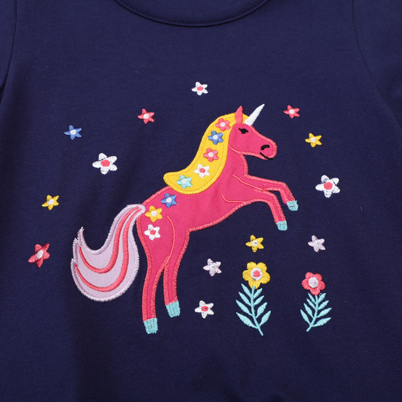 Mädchen T-Shirt Kleid mit zauberhaftem Einhornmotiv Drune