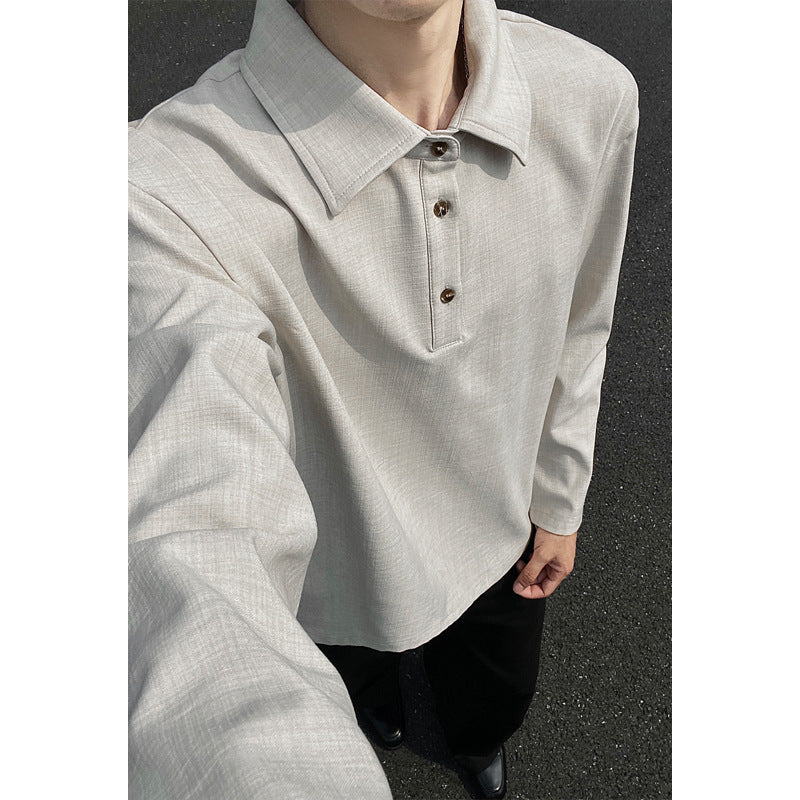 Herren Lässiger Polo-Pullover mit Stehkragen Drune