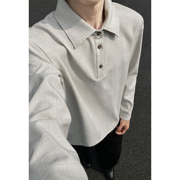 Herren Lässiger Polo-Pullover mit Stehkragen Drune