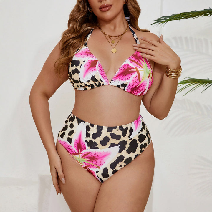 Damen Hochgeschnittener Bikini mit floralem Leo-Design Drune