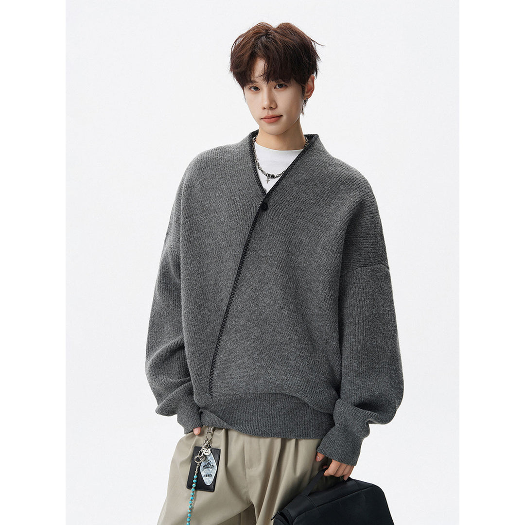 Herren Großer Strickpullover mit Knopfleiste Drune