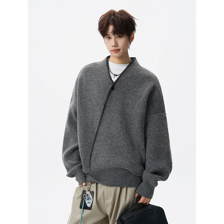 Herren Großer Strickpullover mit Knopfleiste Drune