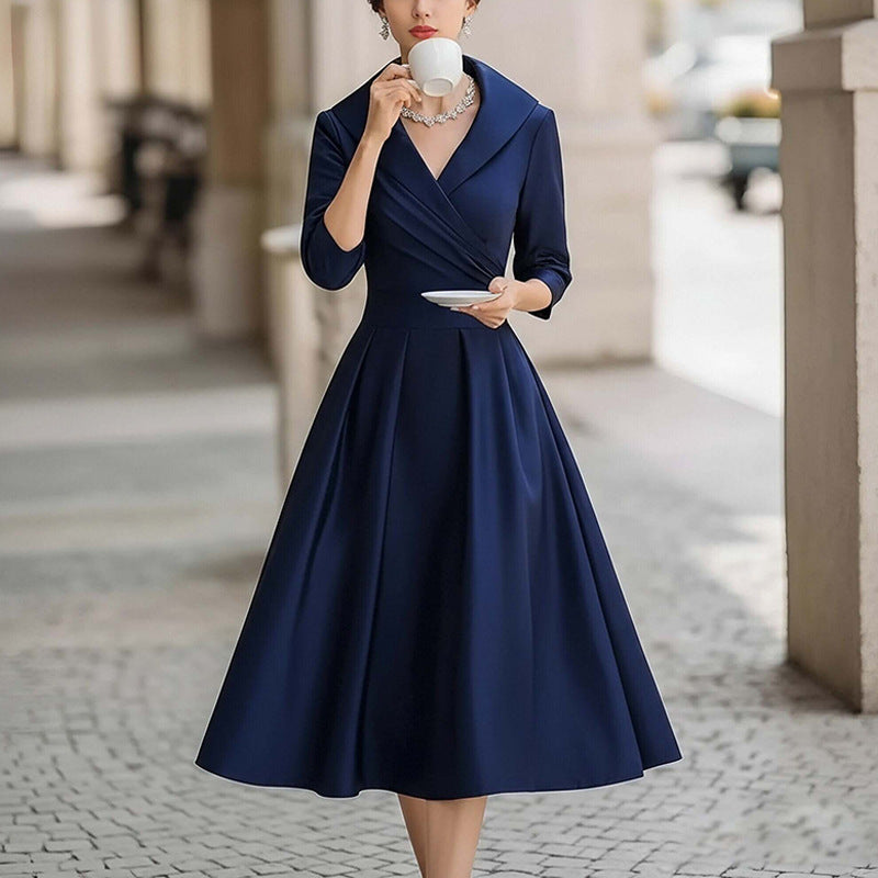 Damen Midikleid mit elegantem Wickelausschnitt und Raffung Drune