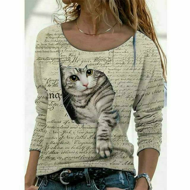 Drune | Modernes T-Shirt mit Katzenprint