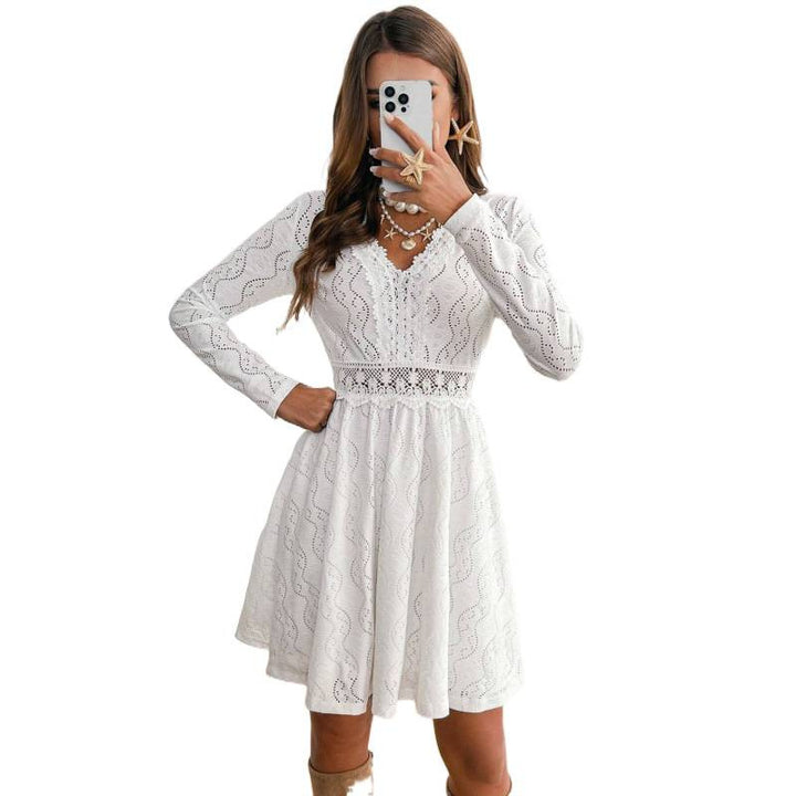Damen Freizeitkleid mit dekorativer Spitzenverzierung Drune