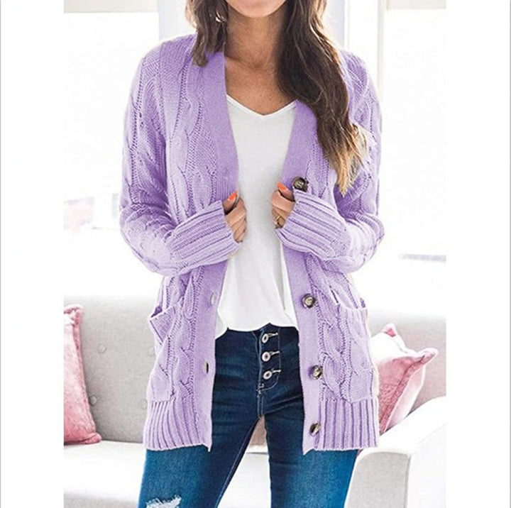 Damen Grobstrick Cardigan mit modernem Zopfdesign und praktischen Taschen Drune