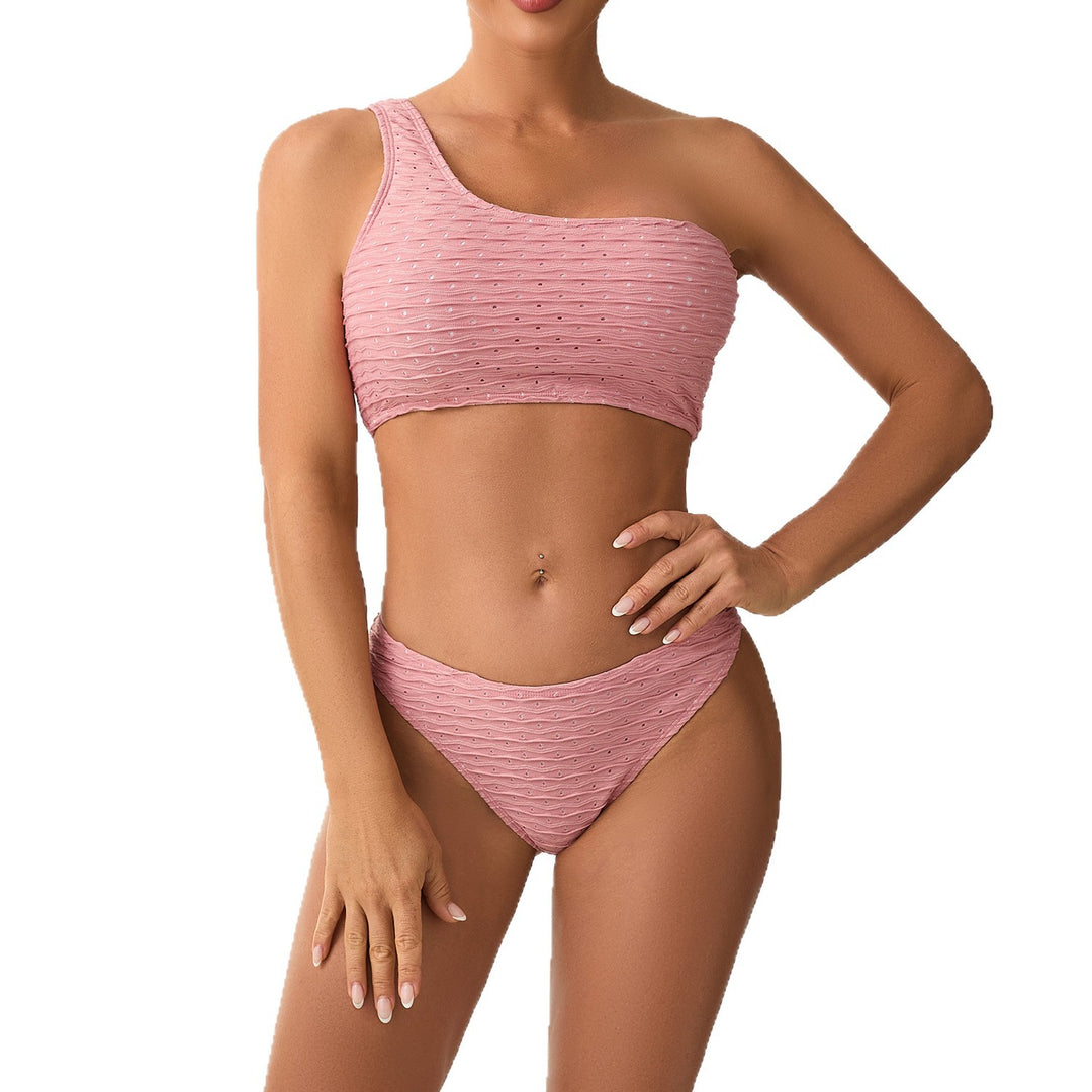 Damen asymmetrisches Bikiniset mit strukturierter Oberfläche Drune