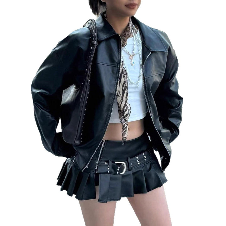 Damen Elegante und lässige Kunstlederjacke