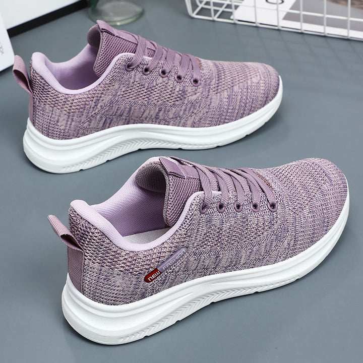 Damen nan leichte atmungsaktive Strick-Walking-Sneaker mit gepolstertem Fersenabschluss und dämpfender EVA-Zwischensohle Drune