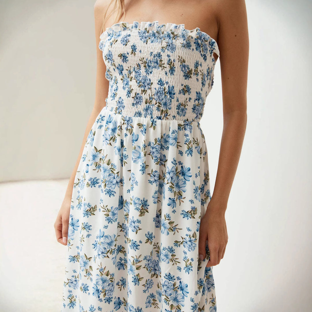 Damen Sommerliches Maxikleid mit schmalem Oberteil und Blumenprint Drune