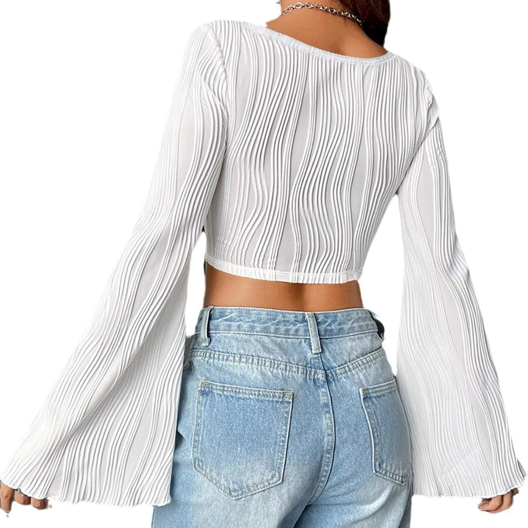 Damen Cropped Oberteil mit Rüschensäumen Drune