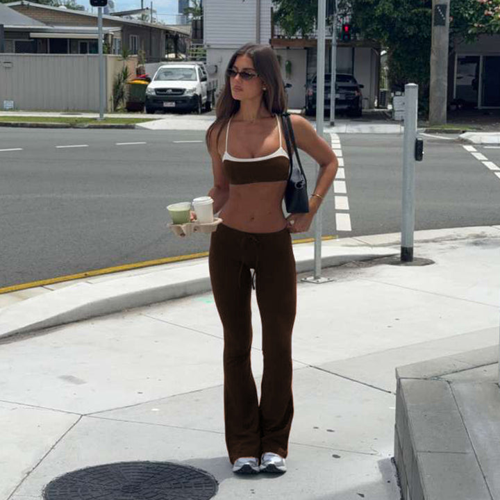 Damen Sportliches Zweiteiler-Set mit modischem Bindedetail und flared Pants Drune