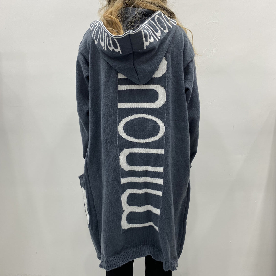 Damen Kapuzen-Cardigan im Oversize-Strick mit Logobordüre Drune
