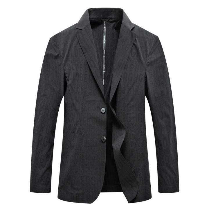 Herren Slim-Fit Einreihiges Sakko mit dezentem Jacquard-Logoallover und ungefütterter Konstruktion Drune